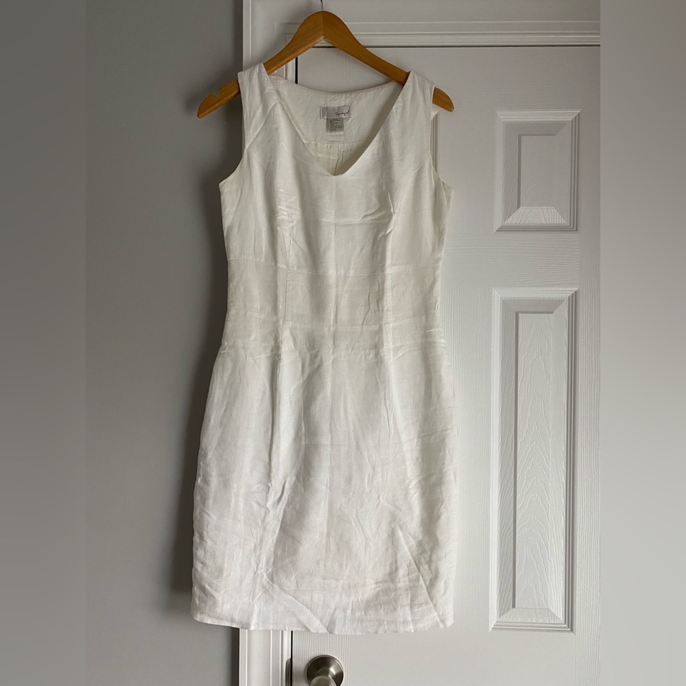 100 % Linen White Sleeveless Dress size 6